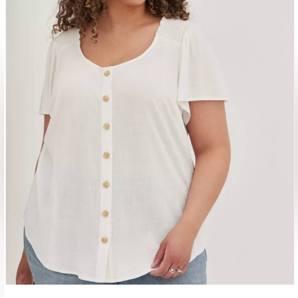 Torrid Women's Cream Linen Tunic Top